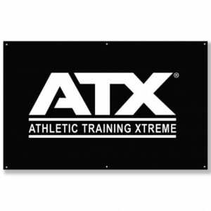 ATX® STOFFBANNER - Weißes ATX-Logo auf uni schwarzem Untergrund - 200 x 125 cm